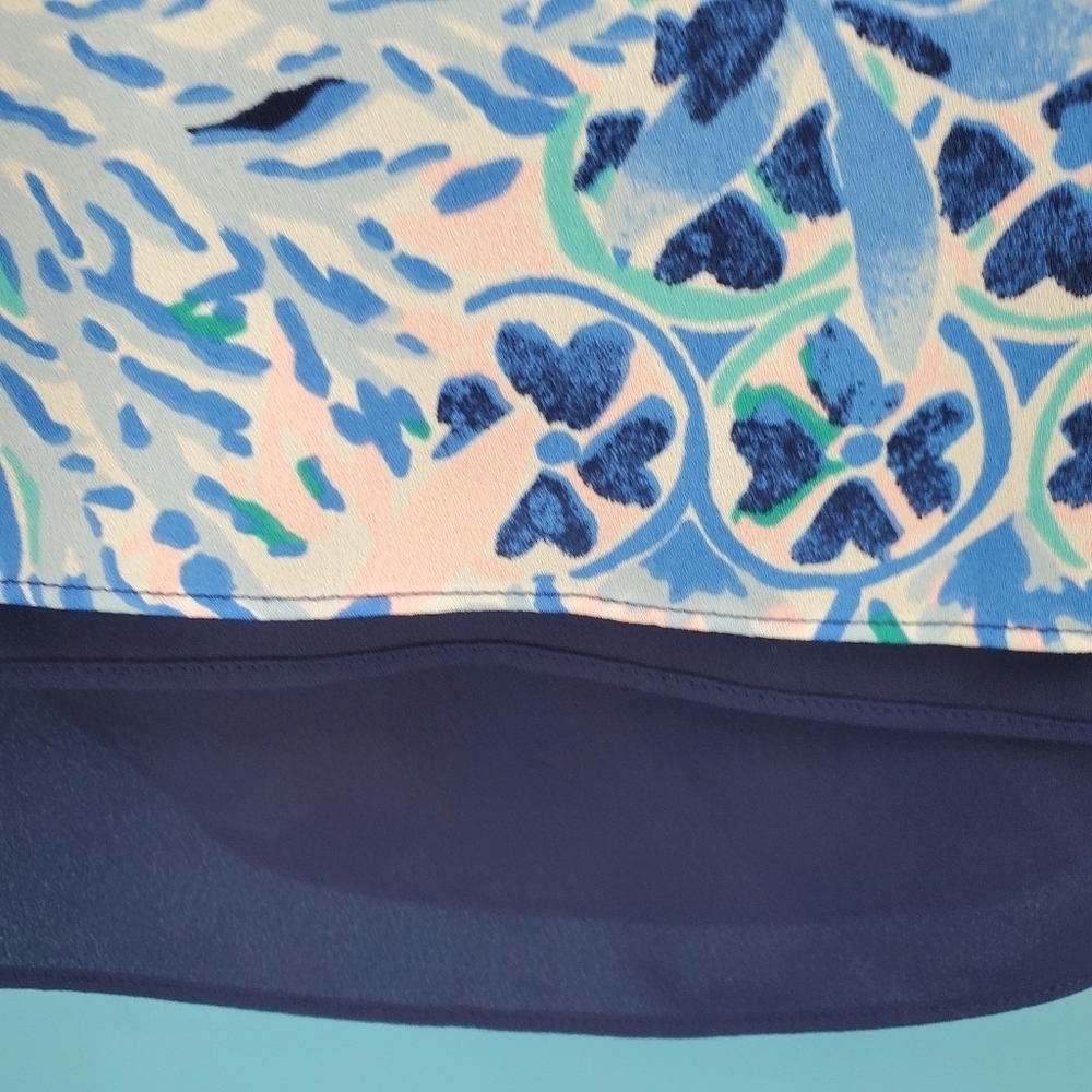 Lilly Pulitzer blue tropical print blouse S - Picture 8 of 13